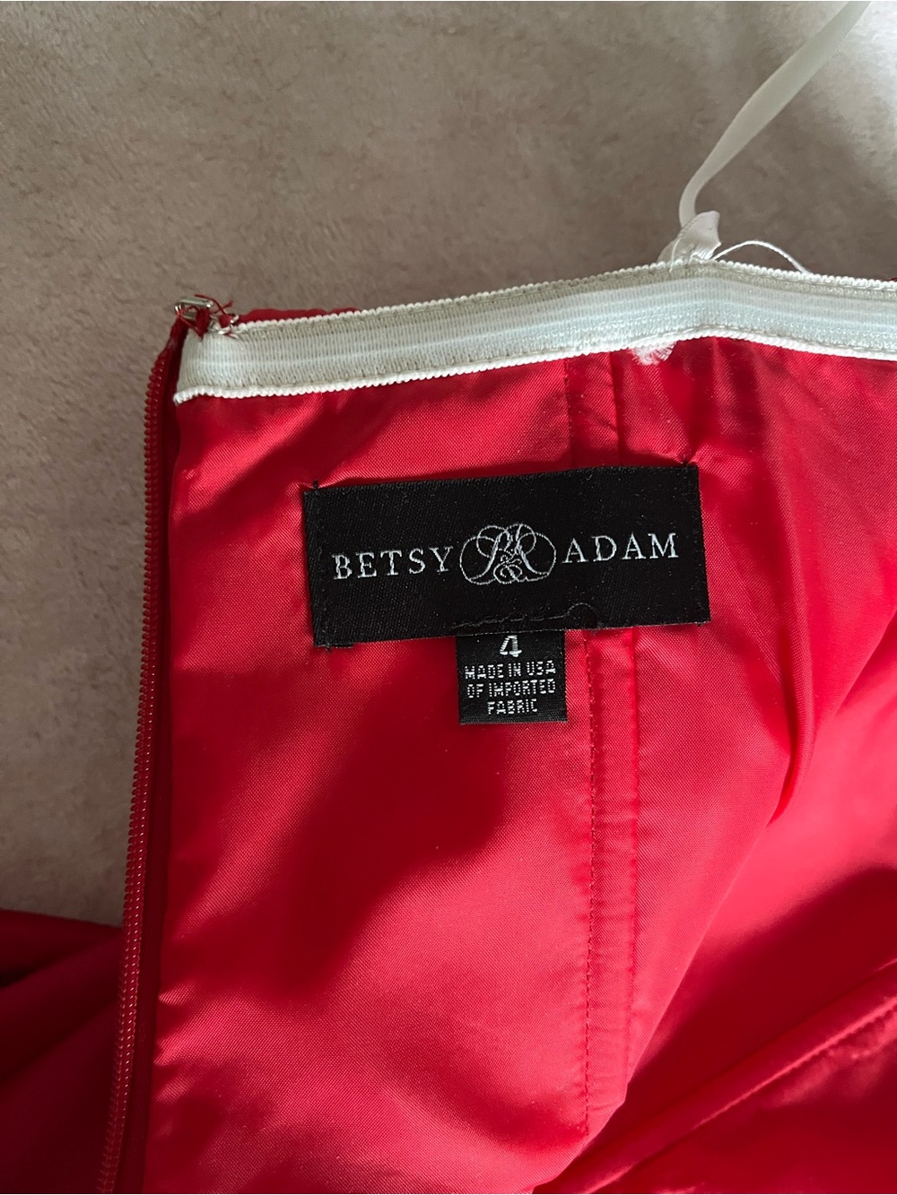 Betsy & Adam Scarlet Satin Cocktail Dress
